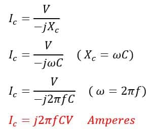 formula for Charging current for a single-phase line 