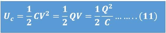 formulas of energy stored in a capacitor