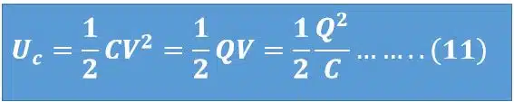 formulas of energy stored in a capacitor