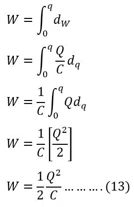 derivation of equation for energy stored in a capacitor