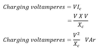 formula of Charging voltamperes for a single-phase line