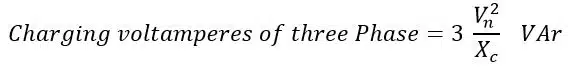 formula of Total three phase charging voltamperes