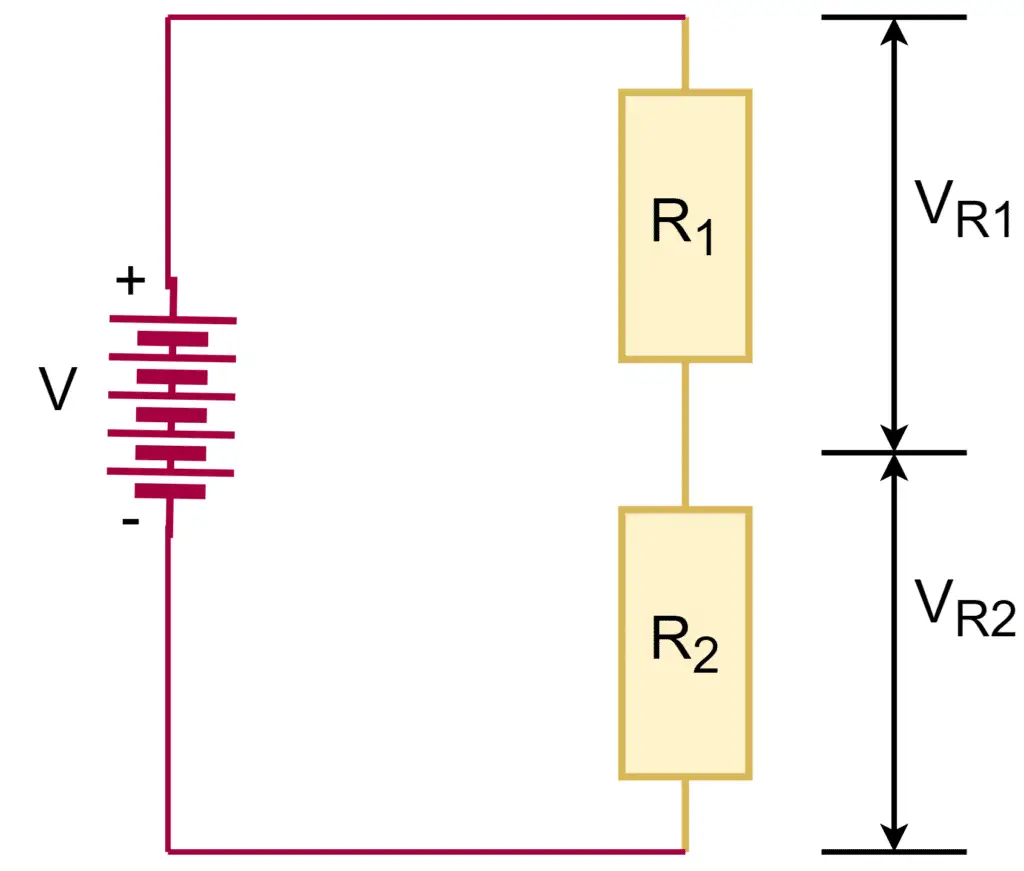 circuit diagram of Reduction of DC Voltage using Resistors