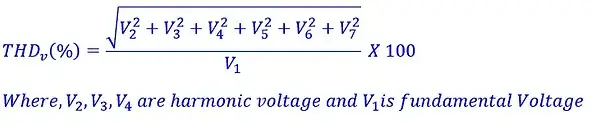 formula for  Total harmonic distortion of voltage (THDv)