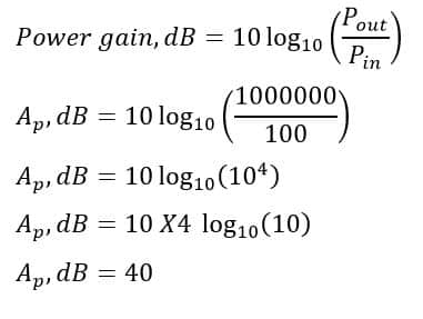 power gain in dB