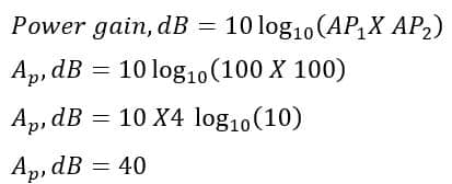 power gain formula of cascade amplifier