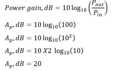 power gain in dB formula