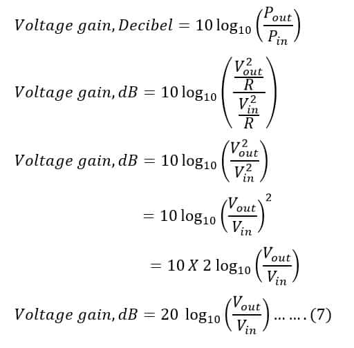 formula of voltage gain in decibel