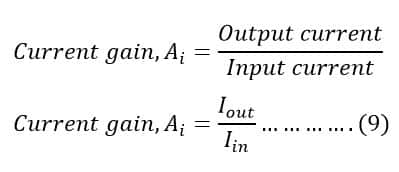 current gain formula