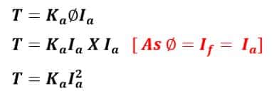 torque formula of Dc series motor