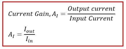 current gain formula