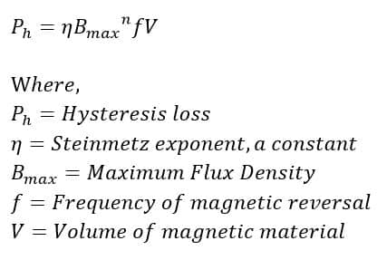 hysteresis loss formula