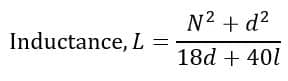 formula of  inductance of the air core inductor