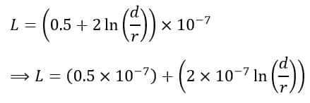 formula of inductance of transmission line 