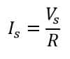 source current for  Conversion of Voltage Source into Current Source