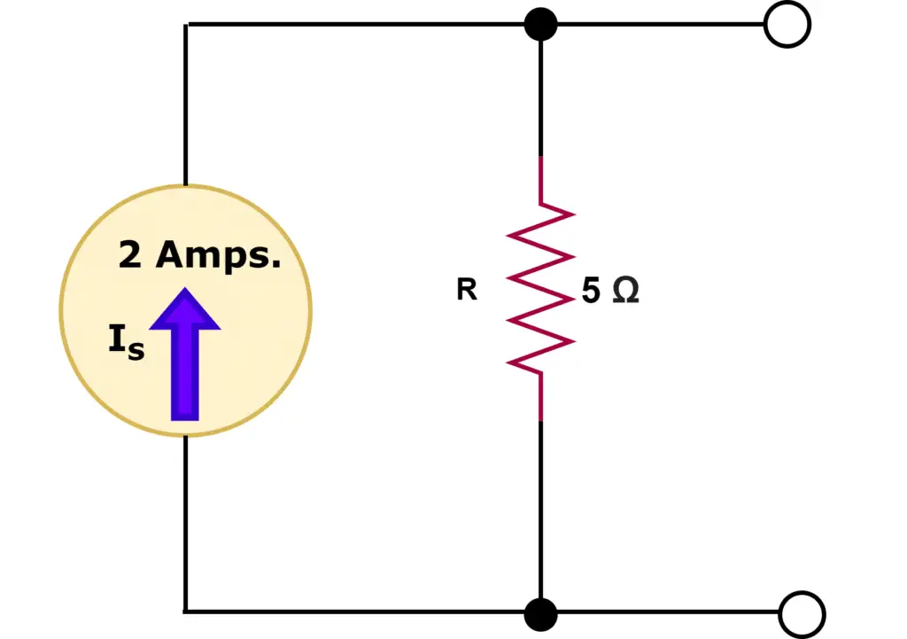 solved problem for Conversion of Voltage Source into Current Source