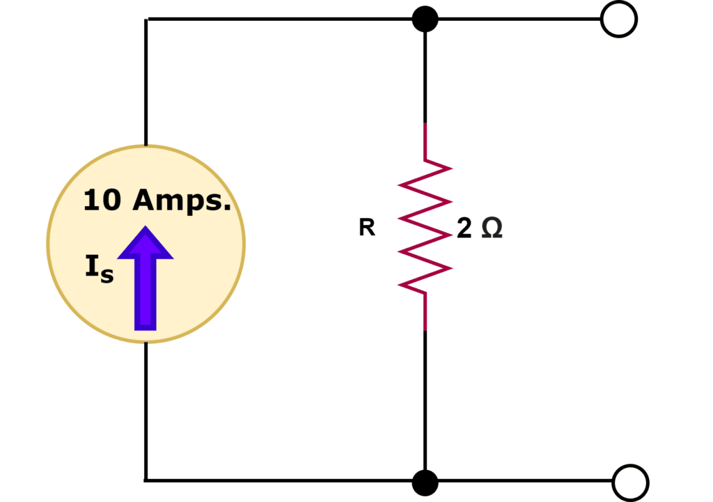 example of Conversion of Current Source into Voltage Source
