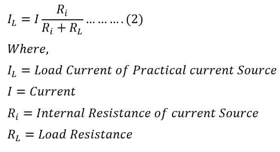 load current calculation in a practical current source