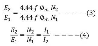 emf equations of transformer