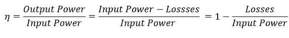 formula for efficiency of transformer