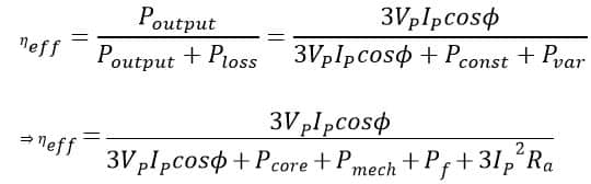efficiency formula of an alternator