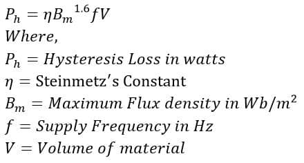 Hysteresis loss in alternator