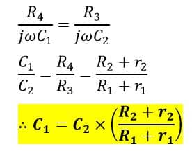 capacitance formula of modified Desauty’s bridge