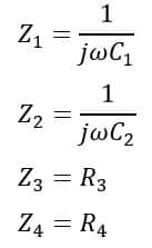 impedance of each arm of the desauty's bridge