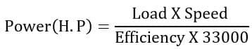 power formula of elevator motor