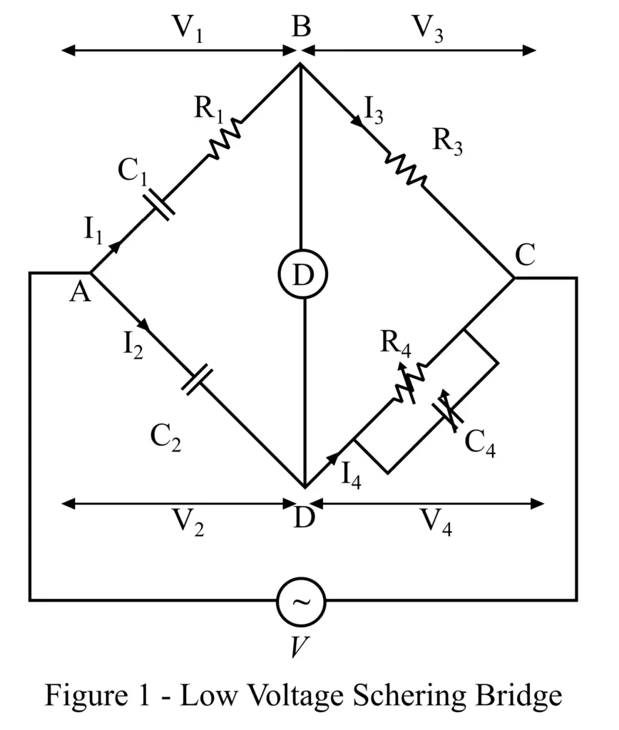 Low Voltage Schering Bridge circuit diagram
