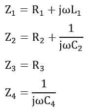  impedances of arms of owen's bridge