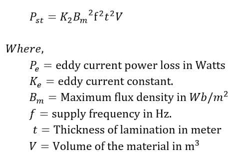 Eddy current loss in alternator