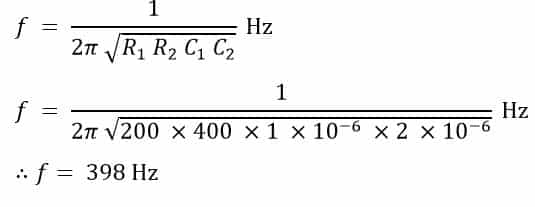 frequency calculation in wien's bridge- solved problem