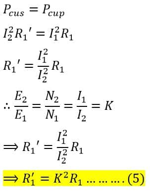 derivation of Transformer equivalent resistance when primary resistance is transferred to secondary side