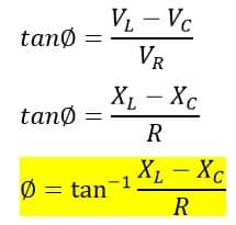 Phase Angle of RLC series Circuit