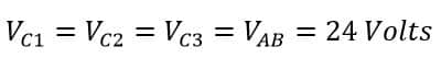 Voltage across capacitors connected in parallel