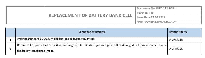 Example of SOP for Replacement of Battery Bank-page4