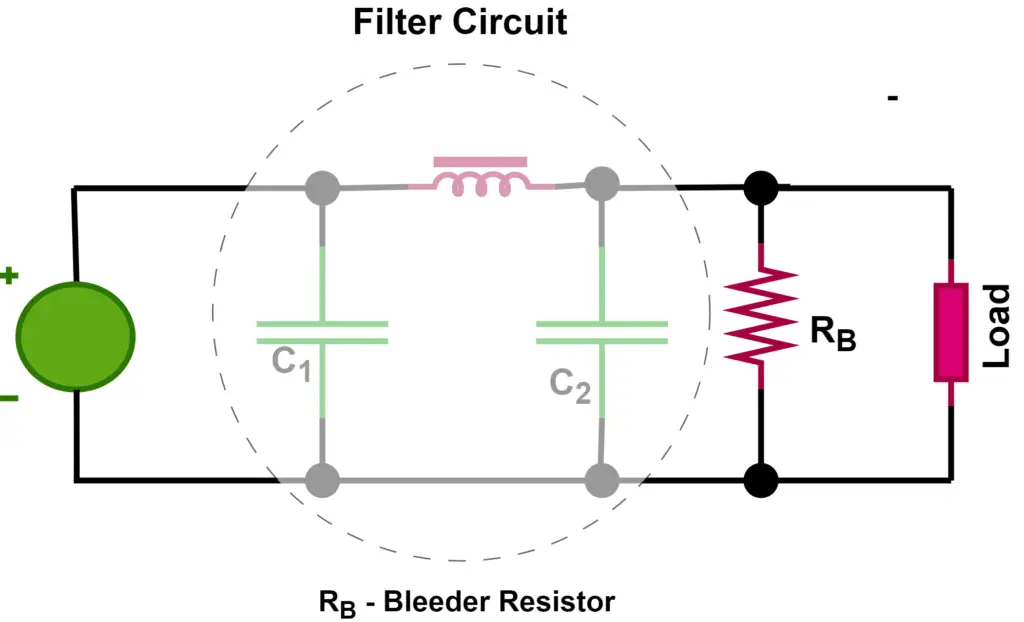 filter circuit having bleeder resistor