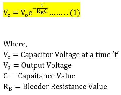 capacitor discharge formula