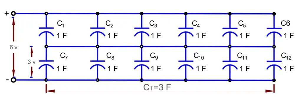 6 x2 ultracapacitors array
