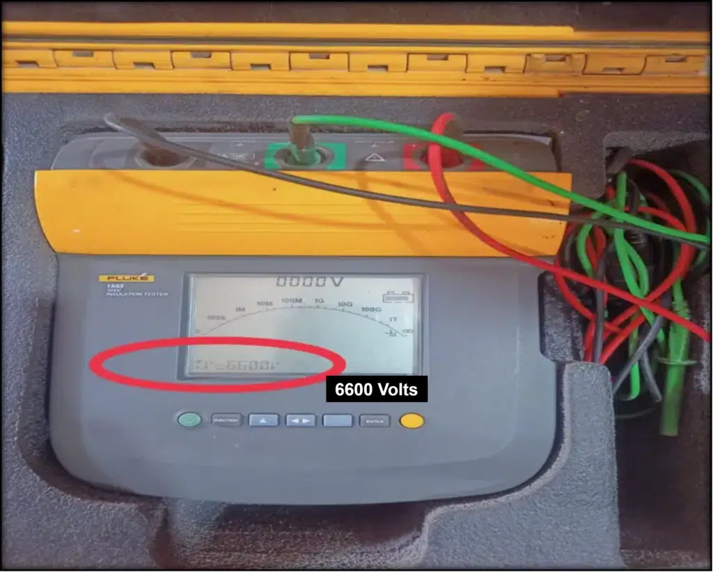 step-7: setting of megger voltage for cable  phase to phase megger