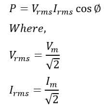 single phase AC Power formula