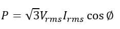 three phase AC Power formula