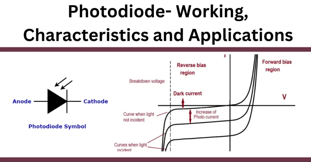 Photodiode- Construction, Working, Modes, Characteristics, Applications