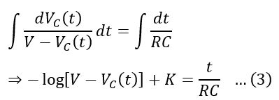 charging equation of capacitor in logarithmic form- transient response of capacitor