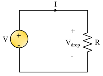electric circuit for explanation of voltage drop
