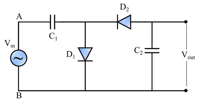  circuit diagram of a half wave voltage doubler