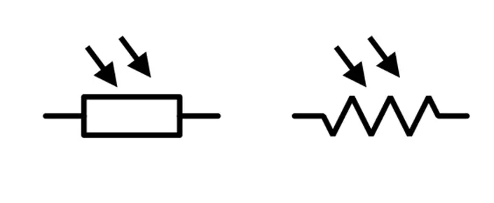 Symbol of Light dependent resistors (LDR)