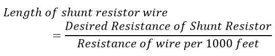 formula for length of the shunt resistor wire