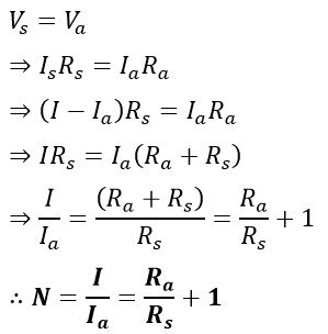  derivation of multiplying power of the shunt resistance.